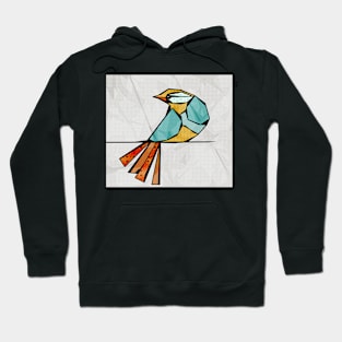 Modern Simple Digital Pop Art Bird in Turquoise Hoodie